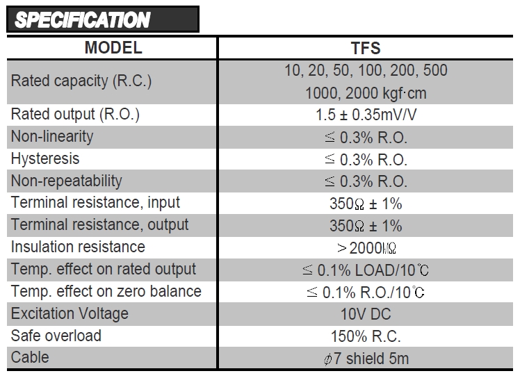 CTAPlus Thailand Flange & Shaft Type Reaction Torque Transducer TFS